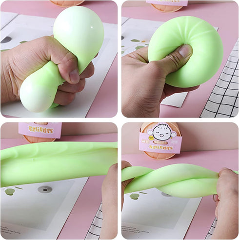 4 PCS Colorful Dumpling Stress Balls, Fidget Sensory Toy for Stress Relief, Squeeze Dough Ball Hand Toy