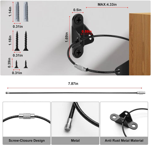 10 Pcs Furniture Anchors, Baby Proofing Anti-Tip Metal Straps for Cabinet, Wardrobe, Dresser Safety
