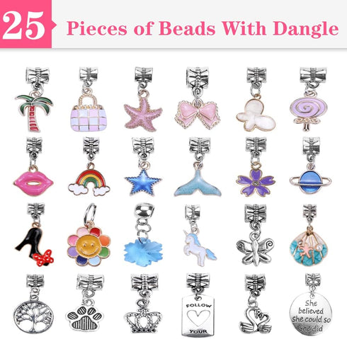 VICTLOV 126 Pieces Charm Bracelet Making Kit, DIY Craft for Girls, Unicorn/Mermaid Crafts Gifts Set for Arts and Crafts