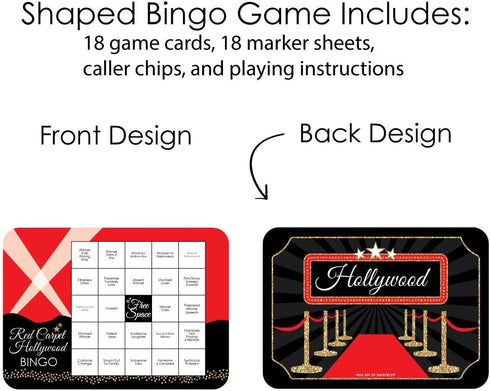 Big Dot of Happiness Red Carpet Hollywood - Award Show Bingo Cards and Markers - Movie Night Party Game Set