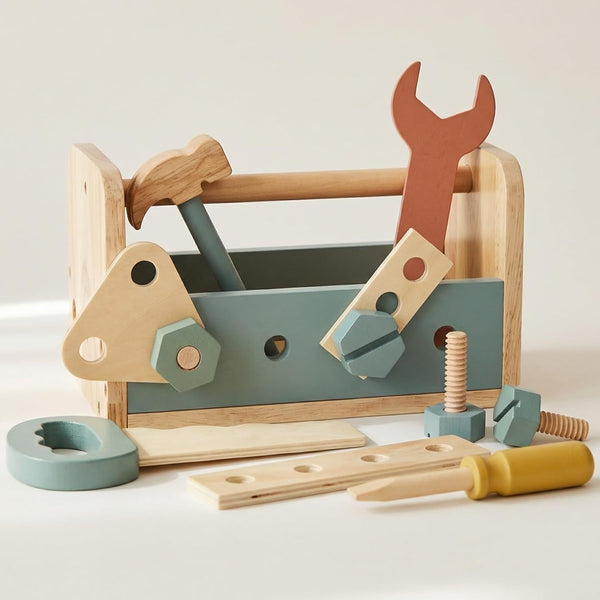 Durable Wooden Tool Set for Toddlers - Montessori Tool Box Kit with