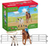 Schleich Farm World Rodeo Roping Playset - Cowgirl Rider Figurine with Cow, Pen, Rope, 9-Piece Toy