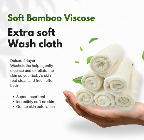 Generic 6-Pack, 7.87 7.87 inches, 2-Layer Baby Washcloths Ultra Soft Viscose, x Deluxe, Super Absorbent, Machine