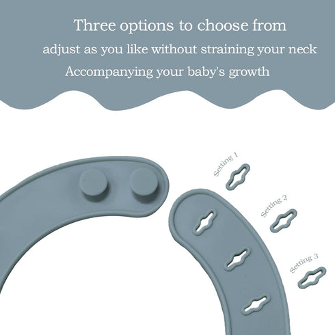 Silicone Baby Bibs Adjustable, Soft, Waterproof & Durable, with Large Food-Catching Pocket, Feeding-Friendly