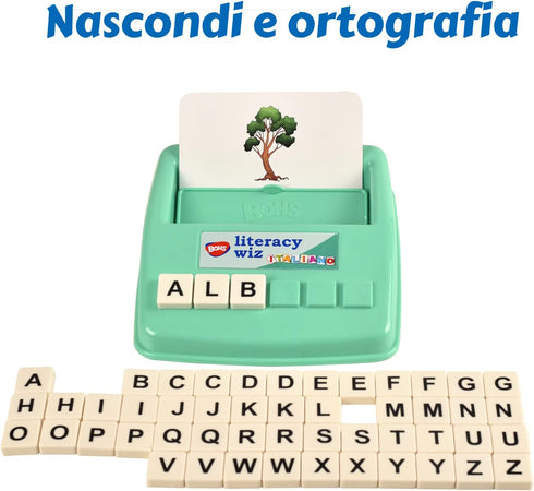 BOHS Italian Literacy Wiz Fun Game - 60 Flash Cards - Educational Toys for Preschool Language Learning - See and Hide