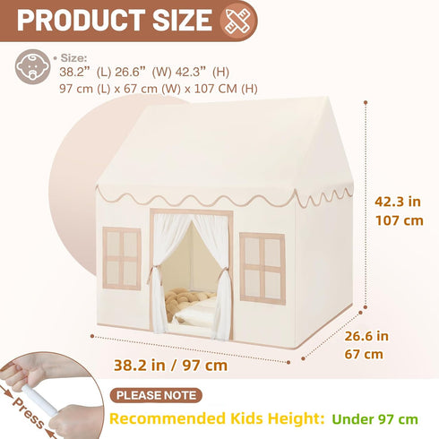 Kids Play Tent Indoor: with Mat, Tassel Garland, Star Lights - Girl Tent Indoor Playhouse for Kids Toys for Boy Girl
