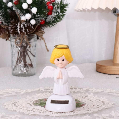 White Solar Powered Dancing Toys, Angel Figures for Car Decoration and Automotive Interior Accessories