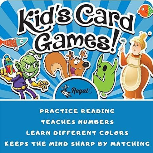 Regal Games Card Games for Kids Go Fish, Crazy 8's, Old Maid, Slap Jack, Monster Memory Match, War 6 Set