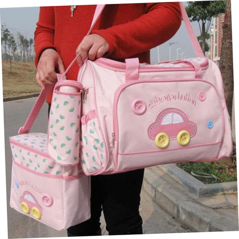 Set MERRYHAPY Diaper Bag Portable Changing Pad Nursing Bag Tote Bottle Holder Large Capacity Car Pattern
