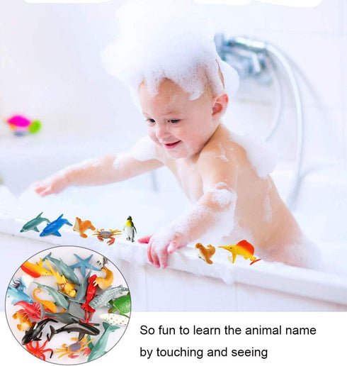 24-Pack Sea Ocean Animal Figures - Realistic Plastic Pool Party Toys Set for Children's Educational Gifts