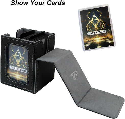 AEGIS GUARDIAN Card Deck Box for MTG, Commander Display, Holds 100 Double-Sleeved Cards, Black&Gray
