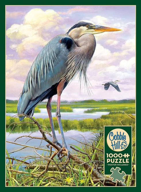 Cobble Hill 1000 Piece Puzzle - Heron with Sample Poster Included