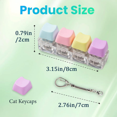 Hunfuthr 2 4-in-1 Pcs Keyboard Fidget Toy for Adult, Cute Cat Clicker Keyboard Fidget Keychain with LED Lights