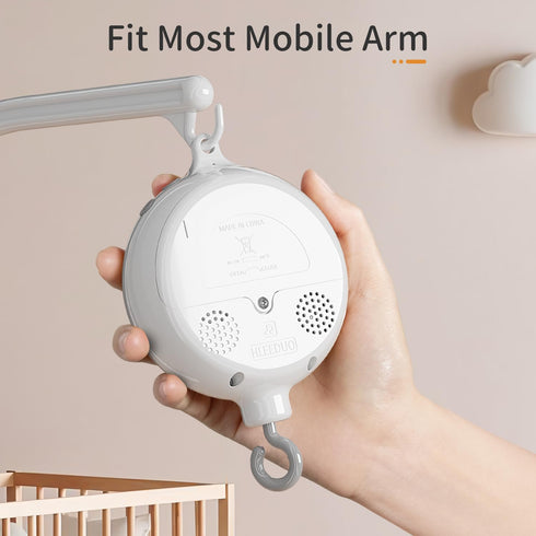 FEISIKE Crib Mobile Motor, Baby Music Box Spinner with 3 Modes, 35 Lullabies, Portable Sound Machine, Auto-Off 30