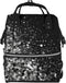 FHEDVBN Black white glitter Diaper Bag Backpack for Women Multifunction Waterproof Mummy Backpacks