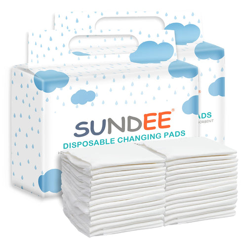 sundee Baby Disposable Changing Pad, 50 Pack Soft Non-Woven Fabric Breathable Waterproof Underpads,