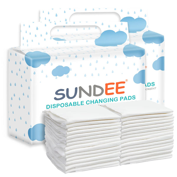 sundee Baby Disposable Changing Pad, 50 Pack Soft Non-Woven Fabric Breathable Waterproof Underpads,