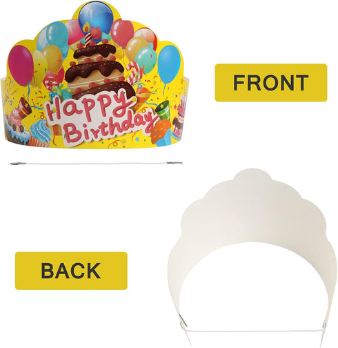 JTIEO Birthday Crowns for Kids, 30Pack Birthday Hats for Classroom, Home, Party Supplies, Yellow