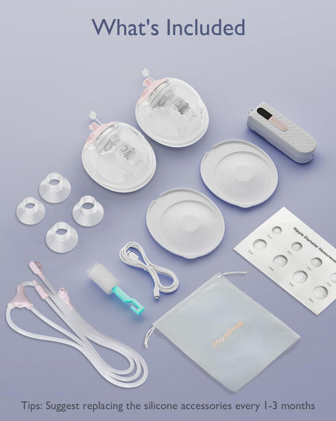 K3 Flange,1800mAh 3 9 15-24mm Breast Pump Hands Free Updated,Wearable Breastfeeding Pump with Soft Double-Seal Long