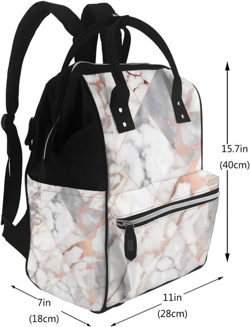 DWVTSLH Backpack Mummy Backpack White Marble Rose Gold Diaper Bag Multifunction Nappy Bags Waterproof Large Capacity