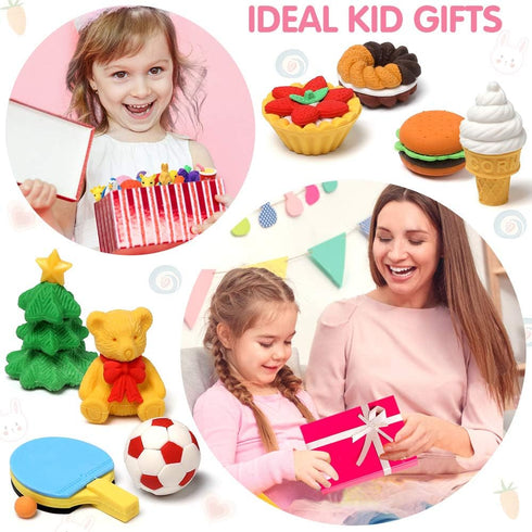 UMIKU 100 Pack Animal Pencil Erasers, 3D Desk Pets for Kids, Mini Puzzle Take Apart Erasers, Classroom Prizes