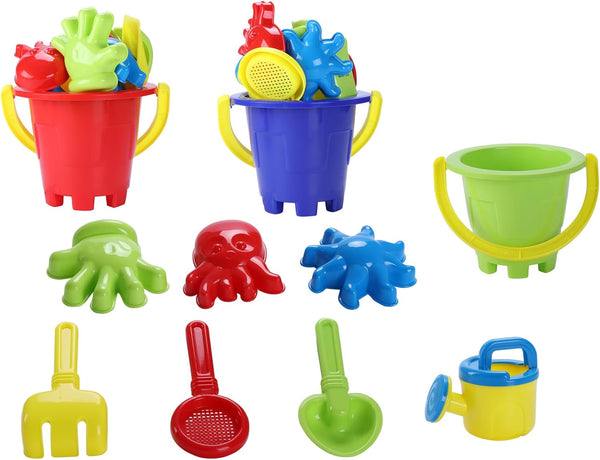 YMCtoys - Kid's Mini Beach Sandbox Tool Play Set, Watering Bucket, Hand Tools,