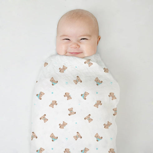 2-Pack 100% (47" 47"), American Baby Company Cotton Muslin Swaddle Blanket x Soft, Breathable & Lightweight, Teddy
