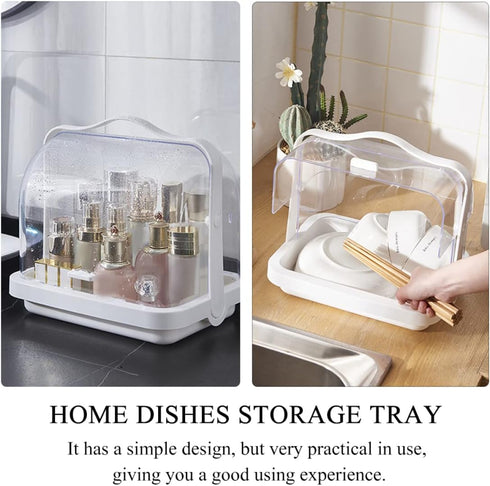 Luxshiny Handheld Bottle Organizer with Lid Large Transparent Storage Box for Milk Bottles Pacifiers and Dishes