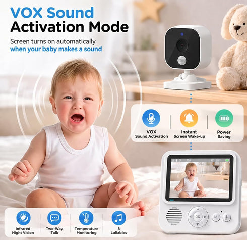 AnKeKe 2.4GHz 2.8'' 2-Way 720p Baby Monitor with Camera and Audio, No WiFi, Video Baby Monitor, Screen, Talk, Night