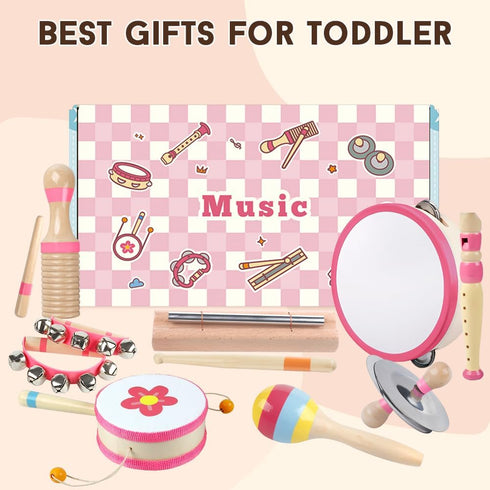 1 2 3 Toddlers1-3 8 1) Toddlers Musical Instruments for Year Old Girl,Baby Montessori Wooden Musical Toys for Year