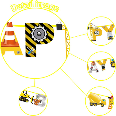 Set Construction Birthday Party Supplies Banner, Construction Party Supplies Decoration for Birthday Party, for Boys