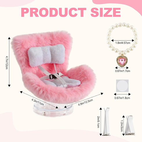 SYFLHYP 4-7in Cute Doll Car Seat for Labubu, Premium Car Seat Accessories for Dolls, Including Air Vent Clip, Desktop