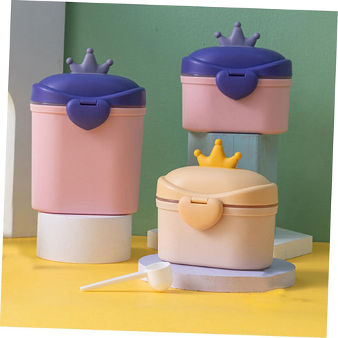 PERSELOSO 5.31X5.31X3.93 Inch Portable Milk Powder Box Formula Dispenser with Airtight Seal and Separate Spoon Precise
