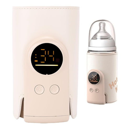 SIXRUN Constant Temperature Baby Bottle Warmer with Insulated Sleeve, USB Rechargeable, Travel Companion