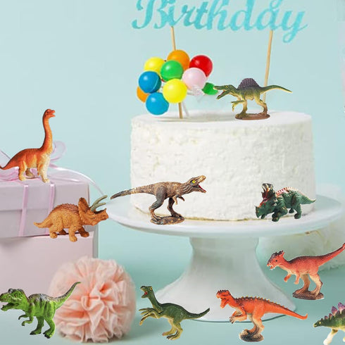 RUSON 12 Pcs Mini Dinosaur Animals Figures Toys, Realistic Dinosaur Playset Figurines, Cake Topper Toy Set