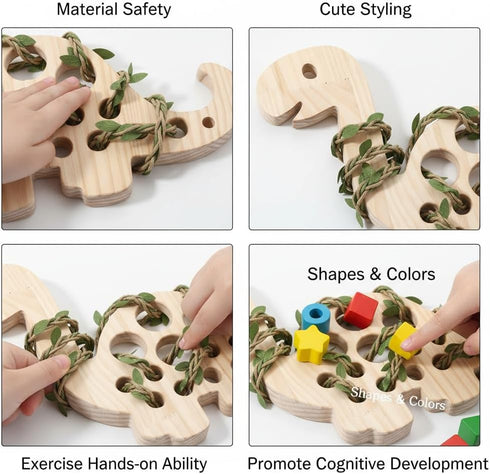 Eray Wooden Lacing Toys for Kids DIY Toy Plane Activities Car Travel Toy Montessori Educational Learning Threading Toys