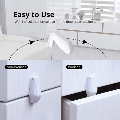 EUDEMON 8 Pack Kids Proofing Safety Drawer Stoppers, Baby Safety Child Proofing Pinch Guards (White)