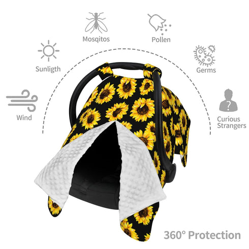 Norchzi 39x27.5 Inches Sunflower Baby Car Seat Canopy Cover Multi Use Nursing Cover for Newborn Car Seat Canopy Mom