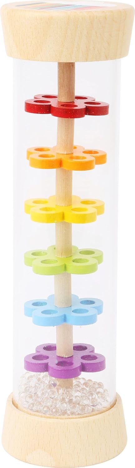 Wooden Rainbow Rainmaker Toy by Small Foot, Rhythm Instrument for Babies, Classic Educational Game