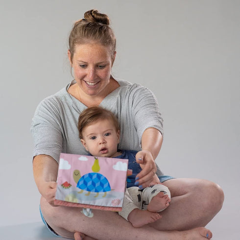 Tummy-time 3D Taf Toys Savannah Infant Soft Crinkle Activity Book with Huge Baby Safe Mirror, Activities, Textures