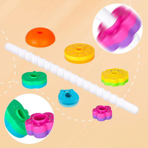 Spinning Stacking Toys for Babies 12+ Months, Montessori Ring Stacker for Toddlers, Educational Learning Toys
