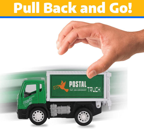 Liberty Imports 6 Pack Pullback City Builder Toy Vehicles – Dump Truck, Cement Mixer, Garbage Truck & More
