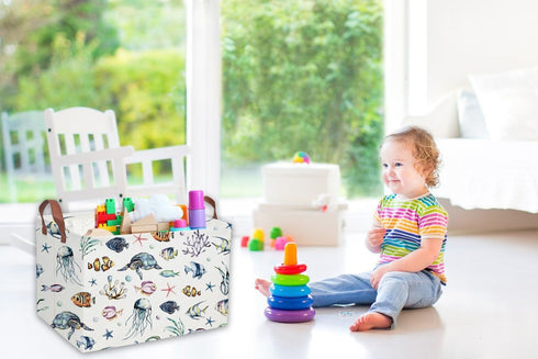 Sanjiaofeng Rectangular Kids Basket Ocean Storage Bins,Boys and Girls Storage Basket