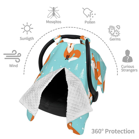 Zhbvncp Cute Fox Cartoon Baby Car Seat Cover & Breastfeeding Nursing Cover - Breathable Stretch Fabric Multi-Use