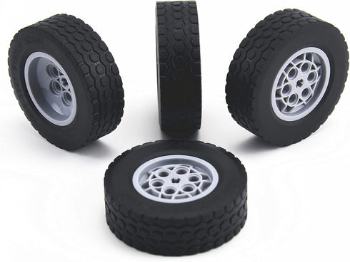 Technical Tires and Wheels Set, Compatible with Major Brand Building Block Brick Toy Accessories, Tyres Dia 62x20 (4pcs)