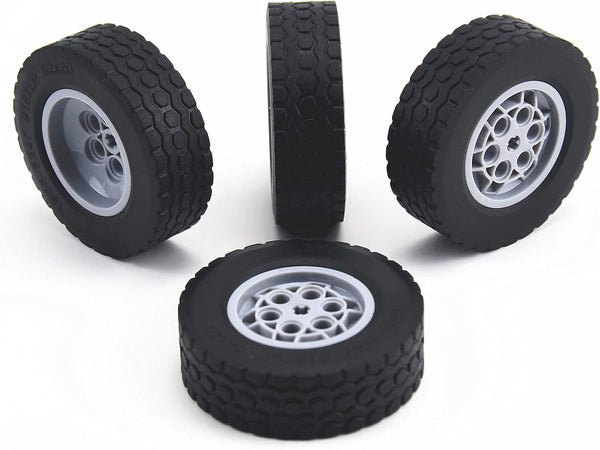 Technical Tires and Wheels Set, Compatible with Major Brand Building Block Brick Toy Accessories, Tyres Dia 62x20 (4pcs)