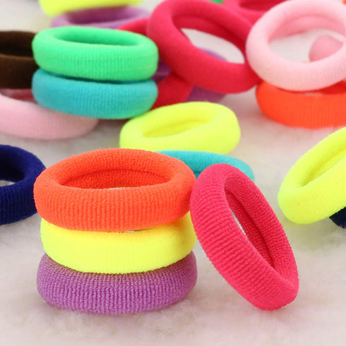 200PCS Soft Hair Elastics and Toddler Hair Ties, Mini Ponytail Holders in 10 Colors, 1 Inch Diameter