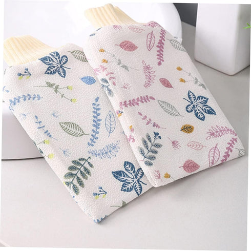 HyKab 2pcs Mud Bathing Gloves Baby Bath Towel Sponge Bath Wipes for Adults Spa Gloves Printed Wash Towels for Bathroom