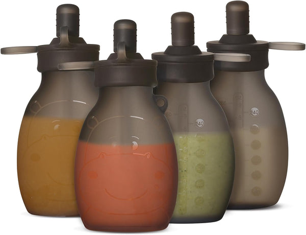 haakaa Hippo Pouch 9oz/260ml Reusable Pouches for Toddlers, Reusable Baby Food Pouches