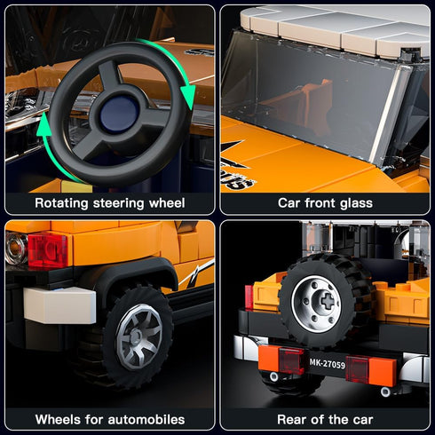 Mould King 27059 Speed Champion Land Cruiser SUV Building Toys with Display Case, 414PCS Model Car Kits for Ages 8+